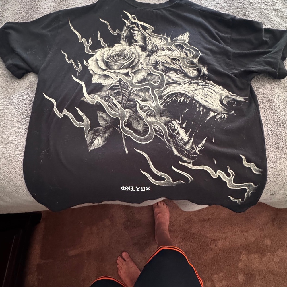 Darc Sport SIDE BY SIDE Black Short Sleeve Tee wolves and Roses 3XL
